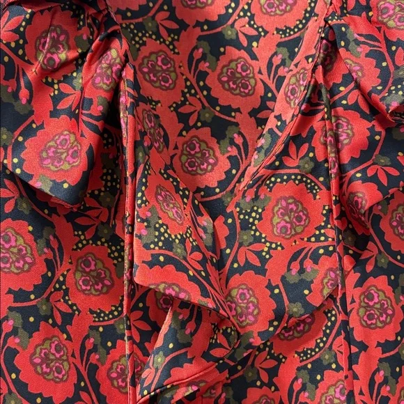 1. State Scarlet and Ebony Patterned Ruffle Blouse - Picture 7 of 13